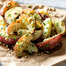 GARLIC ROASTED POTATOES WITH COTIJA recipe