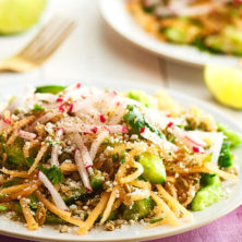 SMASHED CUCUMBER AND CANTALOUPE SALAD WITH COTIJA CHEESE recipe