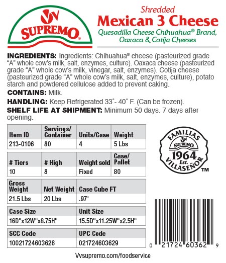 Specs 213 0106 Three Cheese Shredded 5Lb 2