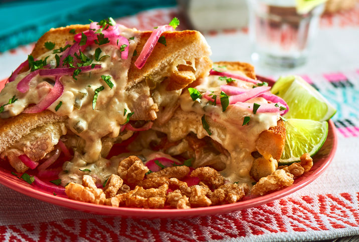 TEQUILA CHEESE SMOTHERED PORK SANDWICH