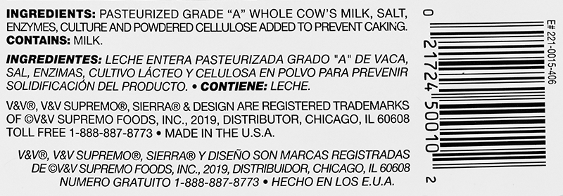 221 0015 Queso Cotija 6 2.2lb 021724500102 Specs