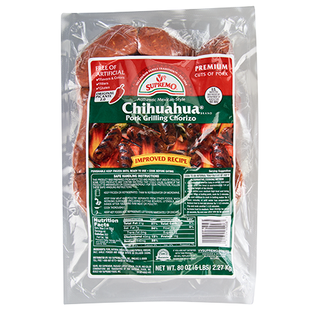 501 0052 Pork Chihuahua Chorizo 5lb Unit Front 0217424602585