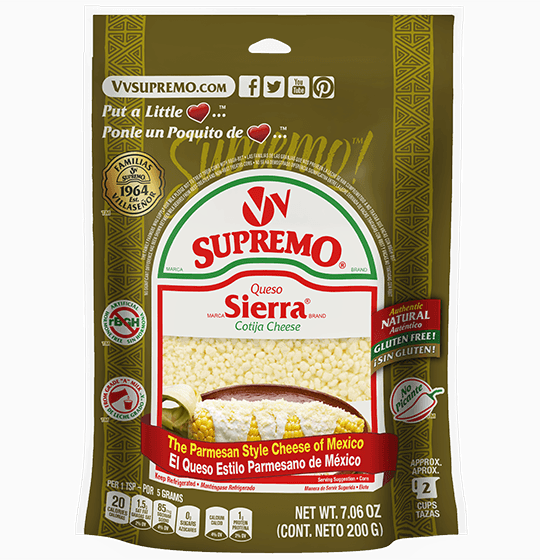 Boldly Flavored Sierra® Cotija Cheese (Grated) V&V Supremo Foods, Inc.