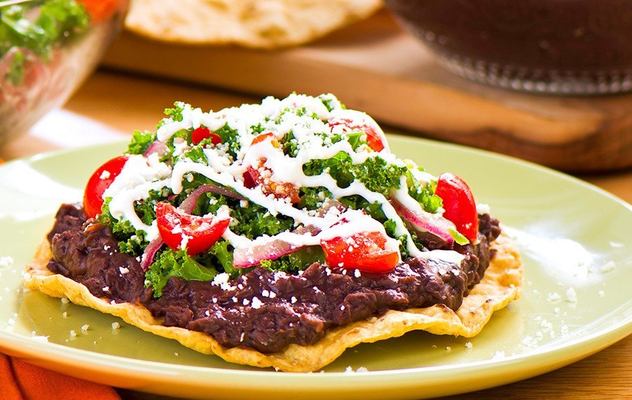 Kale and Black Bean Tostadas