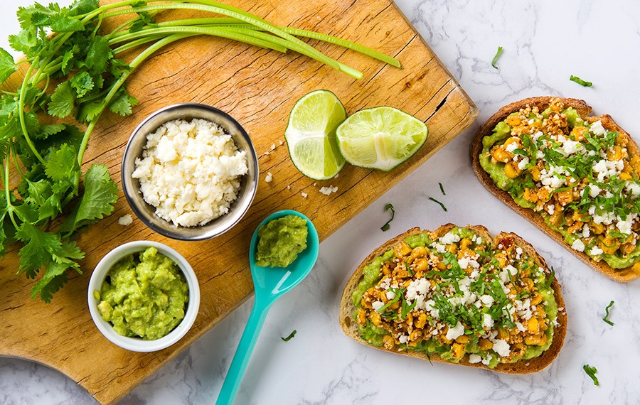 Avocado Toast with Pan Roasted Corn