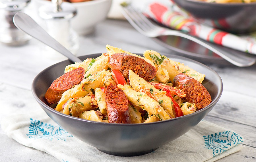 Pasta con Chorizo a la Carbonara