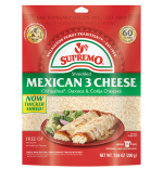 <small>Shredded</small><br> Mexican 3 Cheese Blend<br> from V&V SUPREMO®