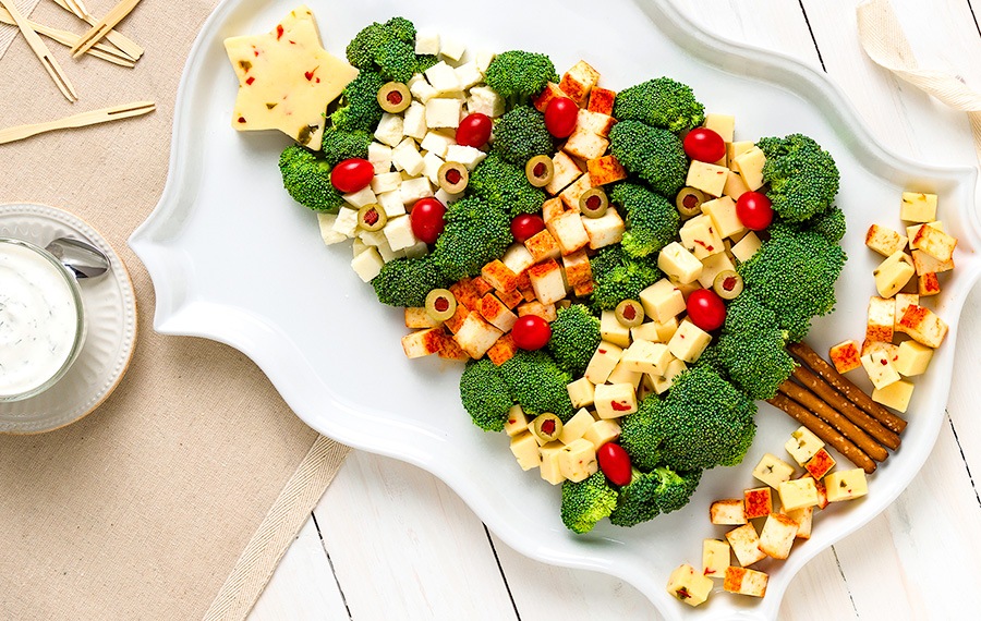 Xmas Tree Broccoli and Cheese Platter