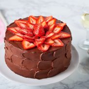 Homemade Chocolate Strawberry Cake With Fresh Sour Cream Recipe