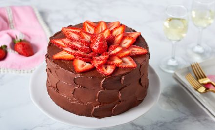 Homemade Chocolate Strawberry Cake With Fresh Sour Cream Recipe