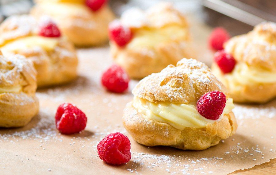 Homemade Custard Cream Puffs Classic decadent dessert after an