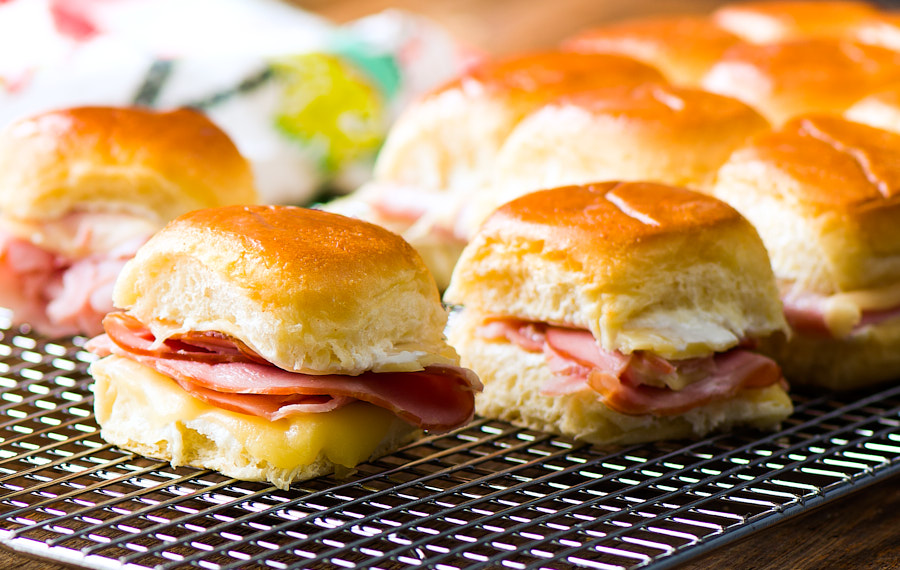 Mini Hot Ham Sandwiches with Cheese