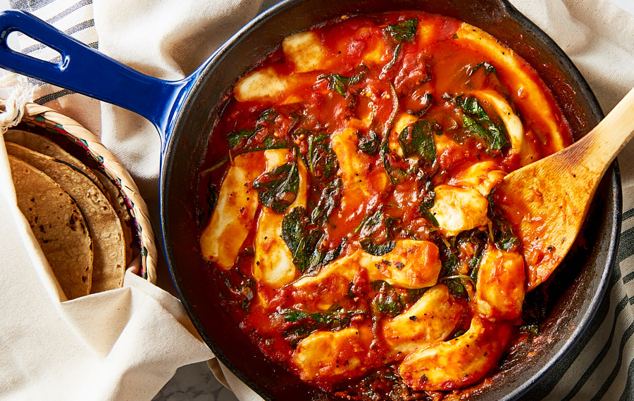 Spinach with Tomato Sauce and Cheese