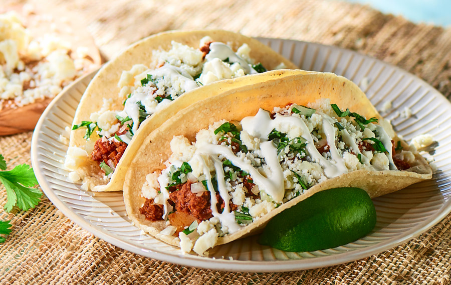 Tacos de Chorizo y Carne Molida