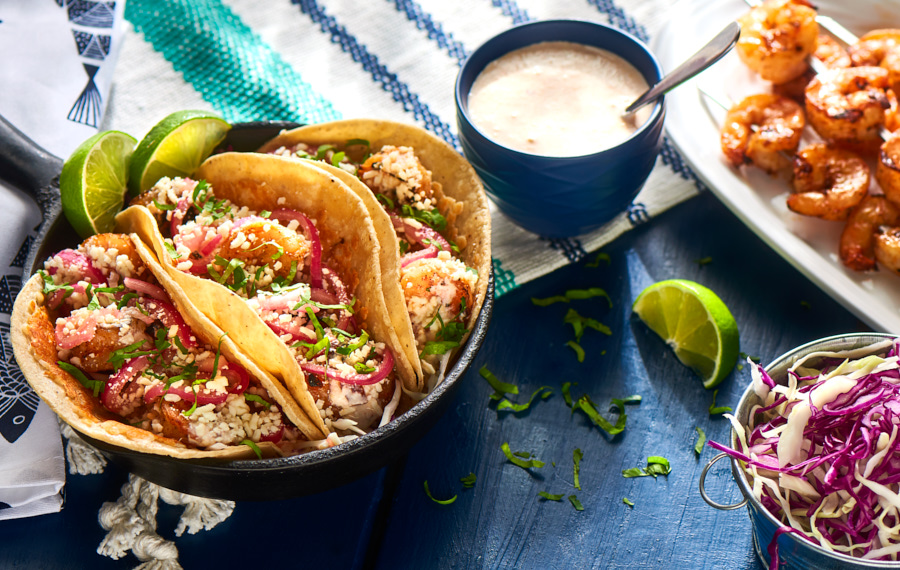 Tacos de Camarón Asado con Tequila