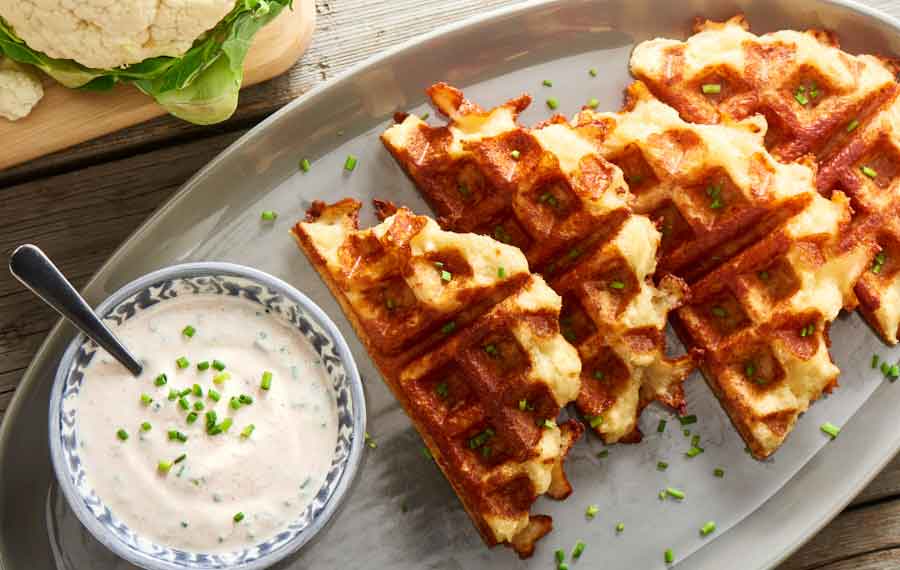 Cauliflower 2 Cheese Waffles