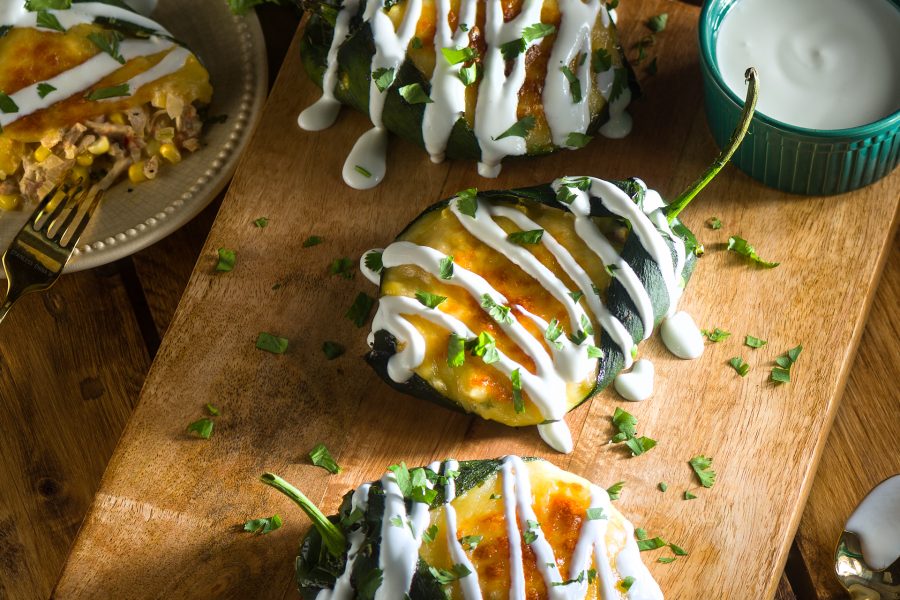 Rotisserie Chicken Stuffed Poblano Peppers