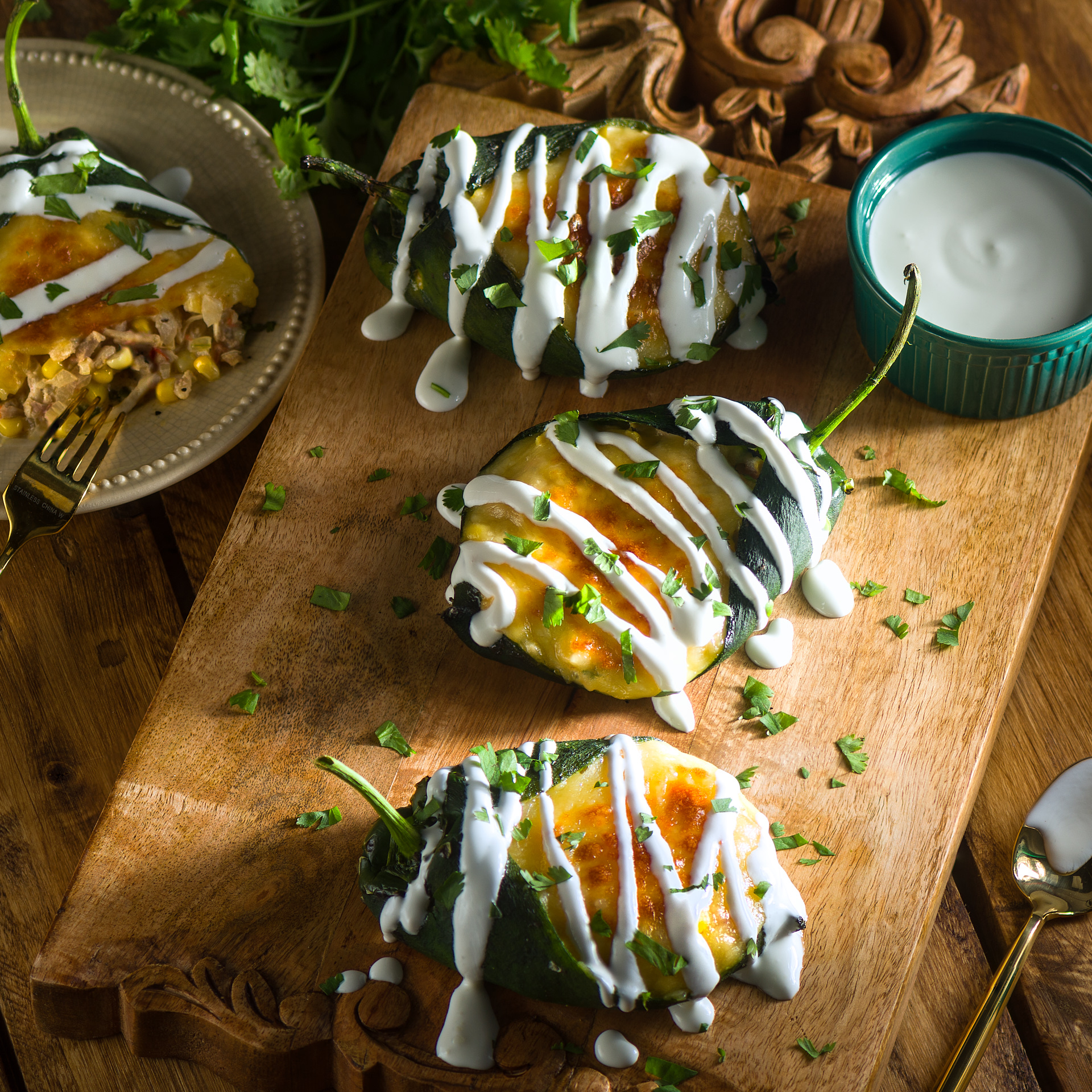 Rotisserie Chicken Stuffed Poblano Peppers