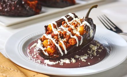 Stuffed Ancho Peppers with Black Bean Sauce