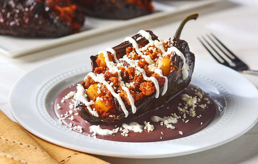 Stuffed Ancho Peppers with Black Bean Sauce