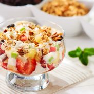 Creamy Fruit Salad bowel placed on table