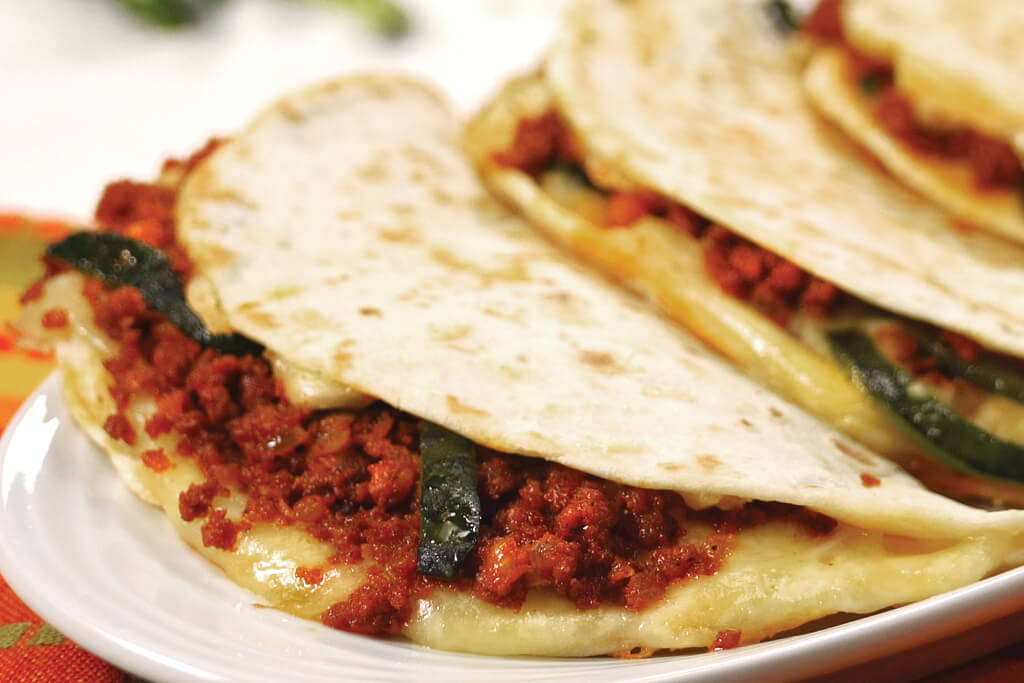 Chorizo and Poblano Quesadillas