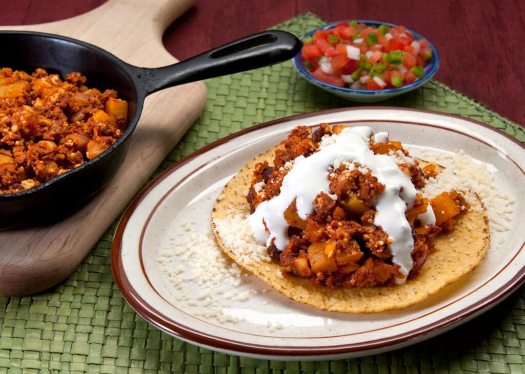 Chorizo Picadillo Tostadas Recipe | V&V Supremo®