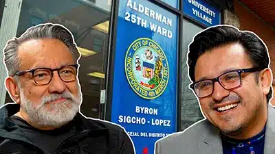 Gilberto Villaseñor II and Alderman Byron Sigcho-Lopez.